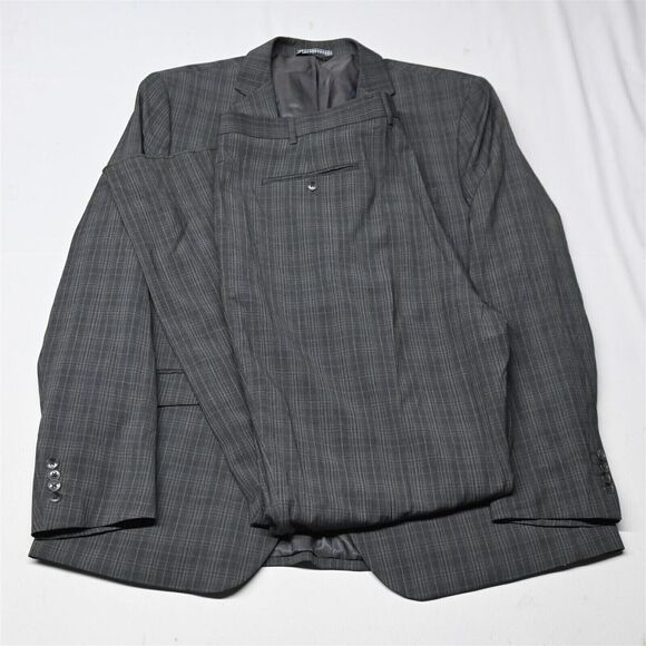 NEW Beverly Hills Polo Club 50R 46 Gray Check Mens Sport Coat Jacket Pants‎ Suit